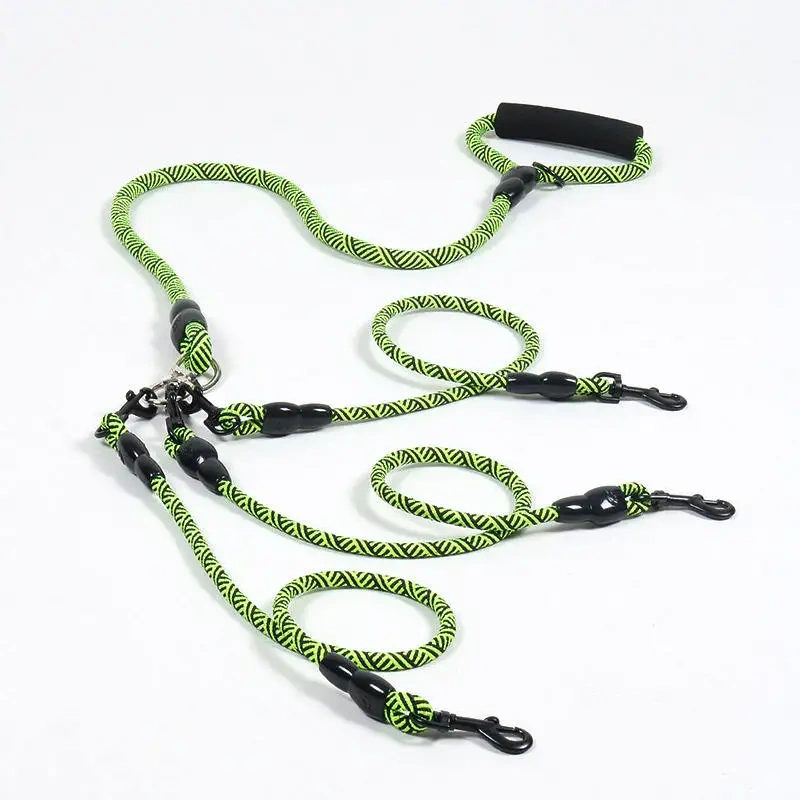 Detachable Multi-Buckle Pet Leash Dog Walking Traction Nylon Three Dog Leash