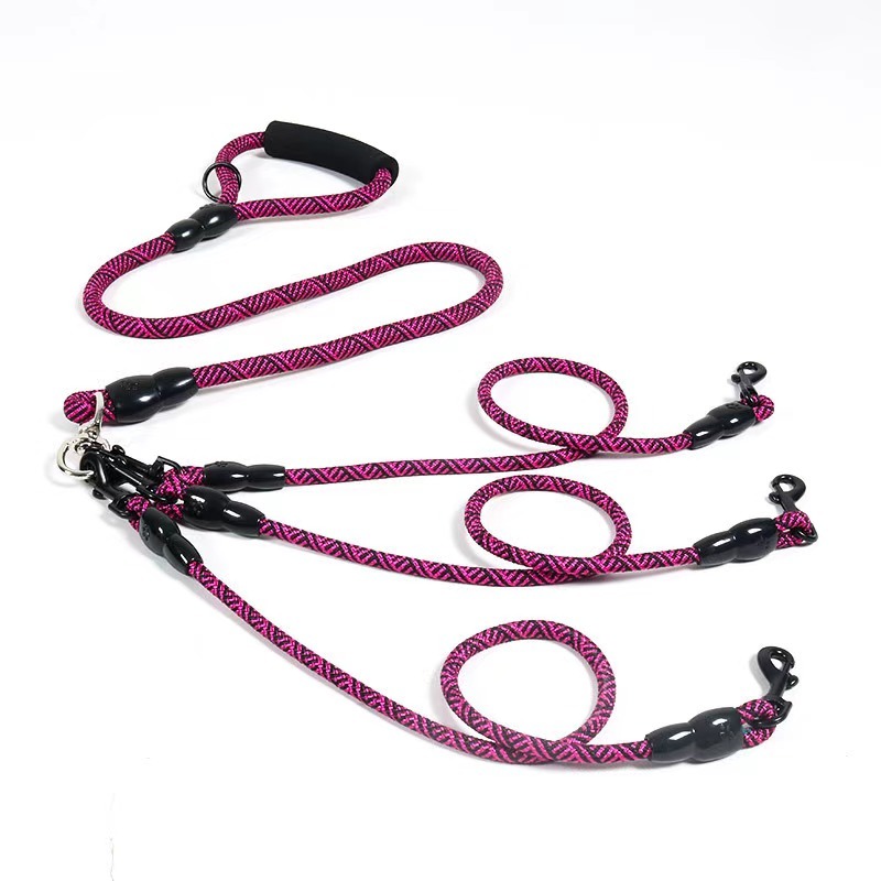 Detachable Multi-Buckle Pet Leash Dog Walking Traction Nylon Three Dog Leash