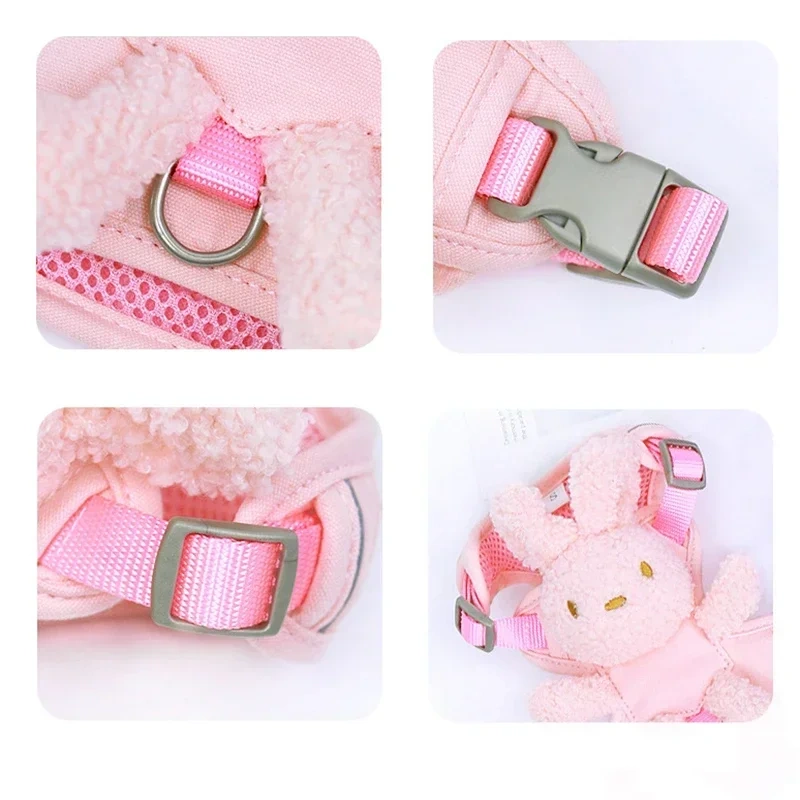 Cute Anti-breakaway Leash for Small To Medium Dogs Toy Design Chest Harness Cute Adjustable for Cats Bunny-shaped Pet Collar
