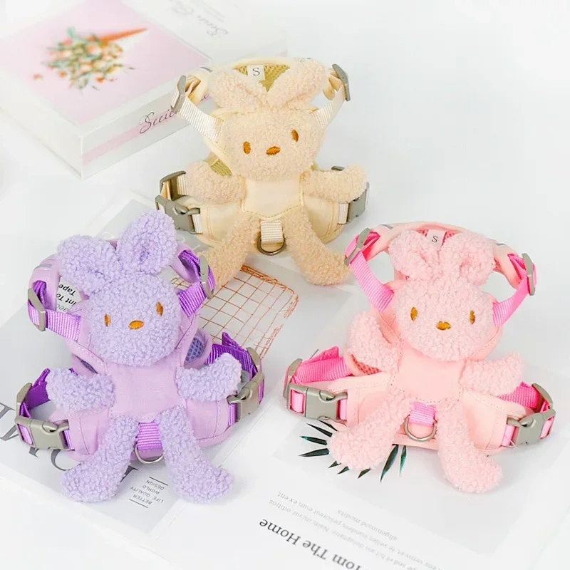 Cute Anti-breakaway Leash for Small To Medium Dogs Toy Design Chest Harness Cute Adjustable for Cats Bunny-shaped Pet Collar
