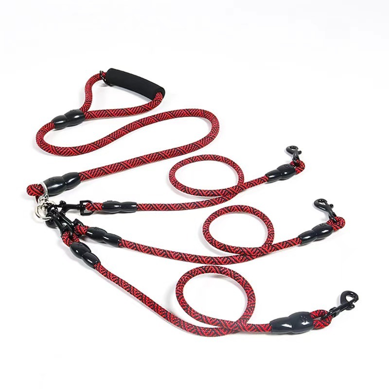 Detachable Multi-Buckle Pet Leash Dog Walking Traction Nylon Three Dog Leash