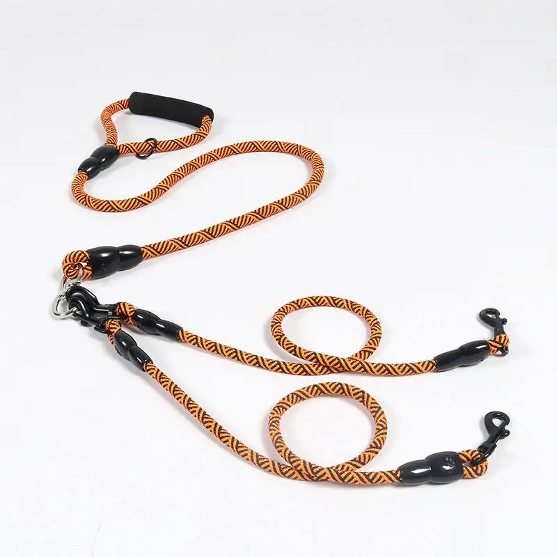 Detachable Multi-Buckle Pet Leash Dog Walking Traction Nylon Three Dog Leash