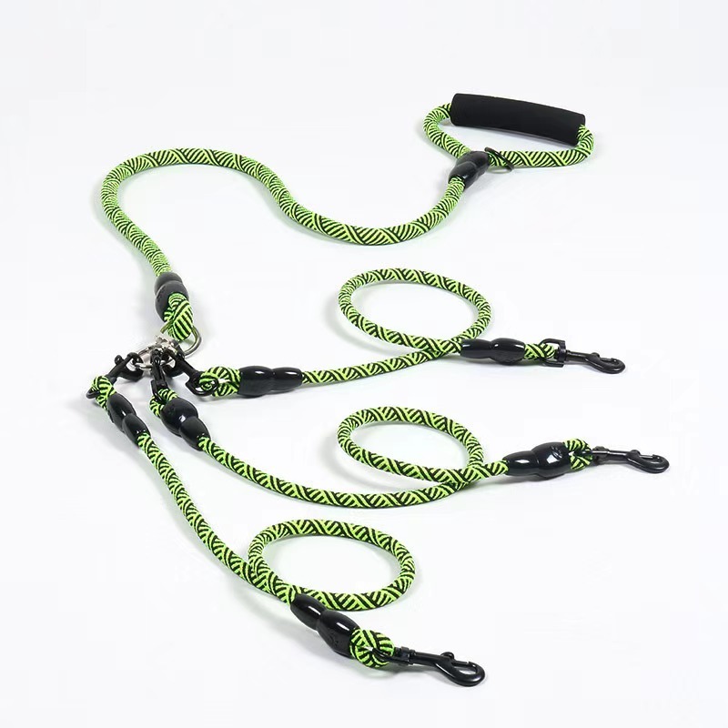 Detachable Multi-Buckle Pet Leash Dog Walking Traction Nylon Three Dog Leash