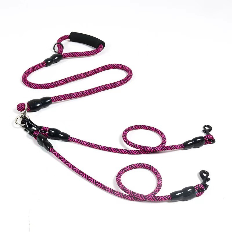 Detachable Multi-Buckle Pet Leash Dog Walking Traction Nylon Three Dog Leash