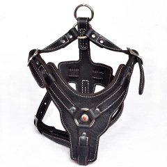 Genuine Leather Harness for Large Dogs, Genuine Leather Harnesses Pet Training Vest With Quick Control Handle.