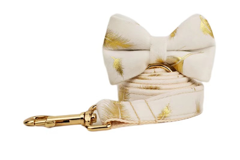 Wholesale Pet Accessories Dog Harness Set Luxury Puppy Cat Bow Tie Collar French Bull Pitbull Leash Leads With Pop Bag