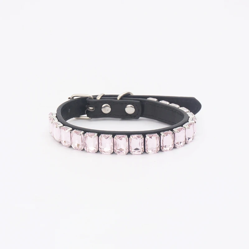 Luxury Dog Collar Rhinestone Pet Necklace PU Leather Adjustable Cat Dog Collar Small Medium Large Dog Pet Accessories Supplies