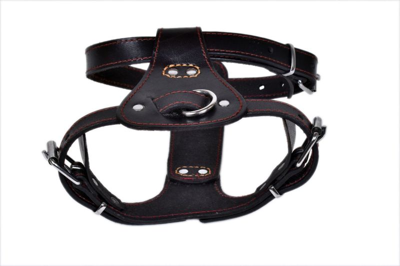 Genuine Leather Dog Harness,Real Leather Dogs Walking Training Vest Adjustable Straps  for Medium and  Large dogs