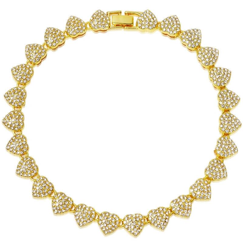 Luxury Heart Diamond Dog Chain Collar 13MM Bling Jewelry Cuban Gold Chains for Dogs and Cats Necklace