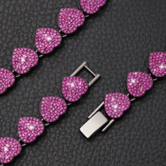 Luxury Heart Diamond Dog Chain Collar 13MM Bling Jewelry Cuban Gold Chains for Dogs and Cats Necklace