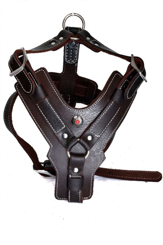 Genuine Leather Harness for Large Dogs, Genuine Leather Harnesses Pet Training Vest With Quick Control Handle.