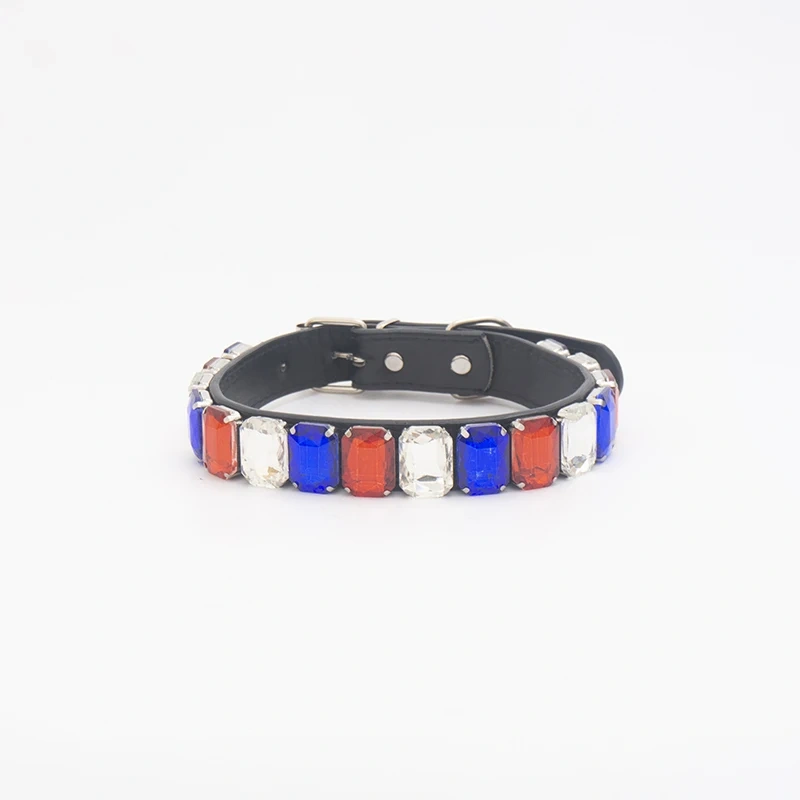 Luxury Dog Collar Rhinestone Pet Necklace PU Leather Adjustable Cat Dog Collar Small Medium Large Dog Pet Accessories Supplies