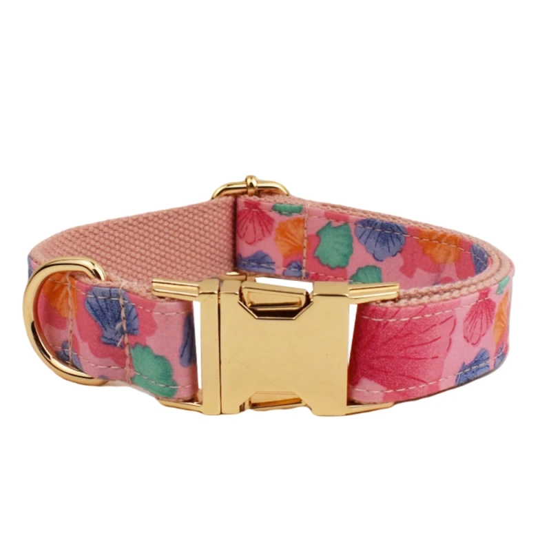 personalized dog collar harness custom logo accessories gold dog collar and leash Pink print cute pet