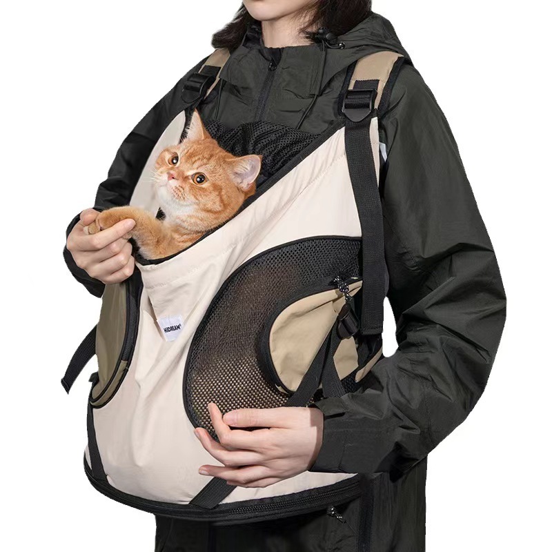 Travel Chest Sling Bag Pet Front Cat Dog Carrier Breathable Canvas Portable Backpack Cross Shoulder Strap