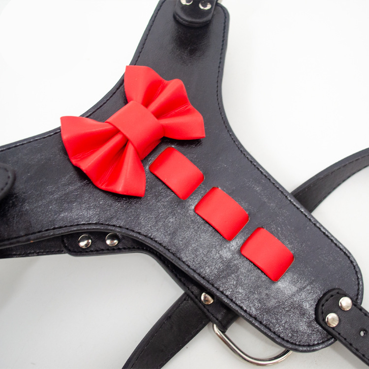 Genuine Leather Dog Harness Real Leather Dogs Training Vest With Cute Bowknot Adjustable Durable for Medium Large Pitbull
