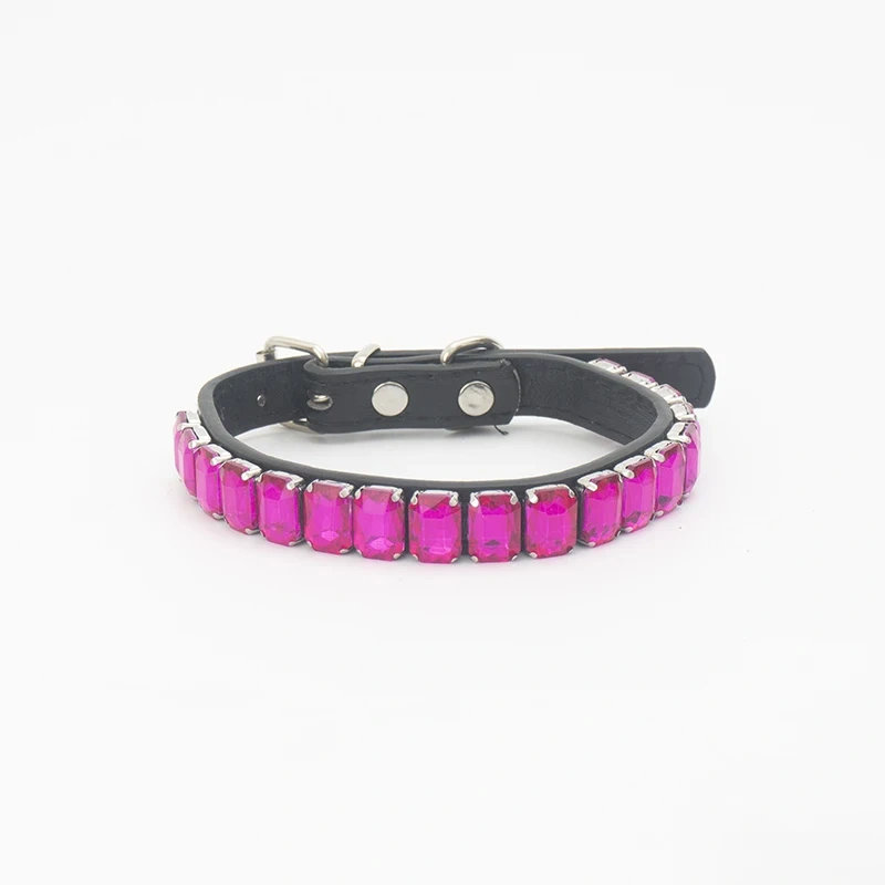 Luxury Dog Collar Rhinestone Pet Necklace PU Leather Adjustable Cat Dog Collar Small Medium Large Dog Pet Accessories Supplies