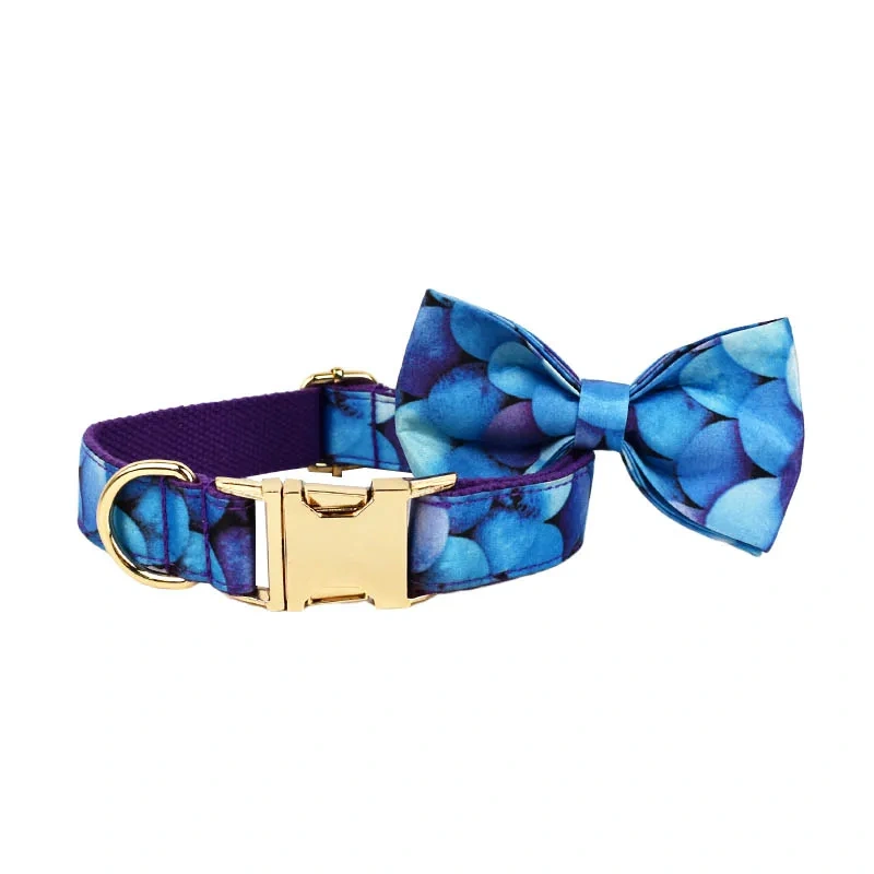 High Quality Pet Accessories Customized Designer Purple Personalized Cotton Dog Collar Leashes Printing Dog Harness  Animal 04