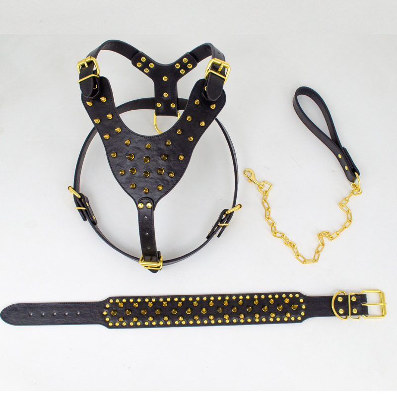 Rivet Bullet Dog Harness Leash Collar Three-Piece Set