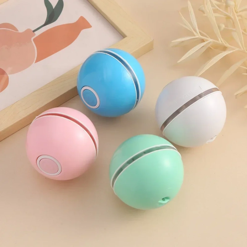 Automatic Cat Interactive Ball Smart Cat Catnip Toys with Feather Bell USB Rechargeable Self Rotating Led Pet Toy for Kitten