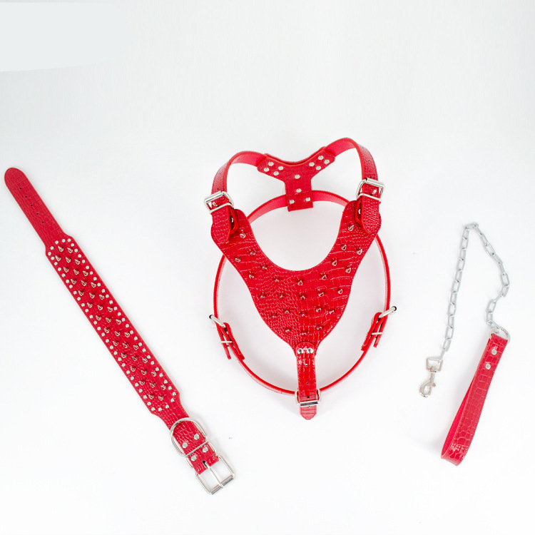 Rivet Bullet Dog Harness Leash Collar Three-Piece Set