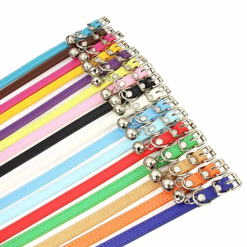 Pet Collars Pu Wholesale Cat Collar With Bell DIY 16 Color Options Cat Collar
