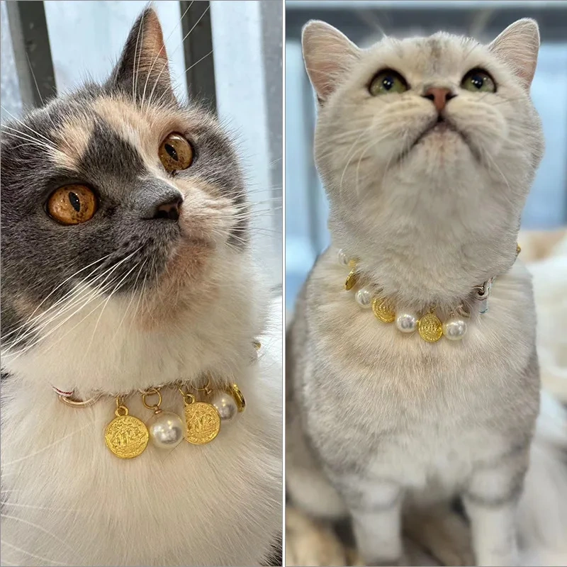 Luxury Pet Dog Pearls Collar and Leash Pearls Puppy Necklace Leather Pearl Leash with Crystal Rhinestone  Small Dog Accessories