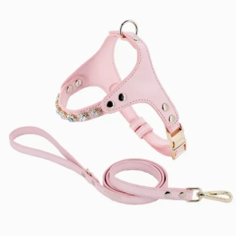 Adjustable Hot Drilling Bow Pet Chest Strap Cat Leash Rope Set Small Dog Collar Chest Back Dog Strap Small Dog Pet Supplies