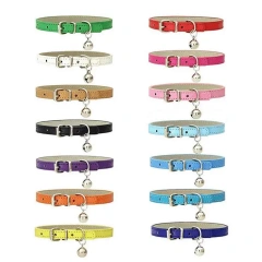 Pet Collars Pu Wholesale Cat Collar With Bell DIY 16 Color Options Cat Collar