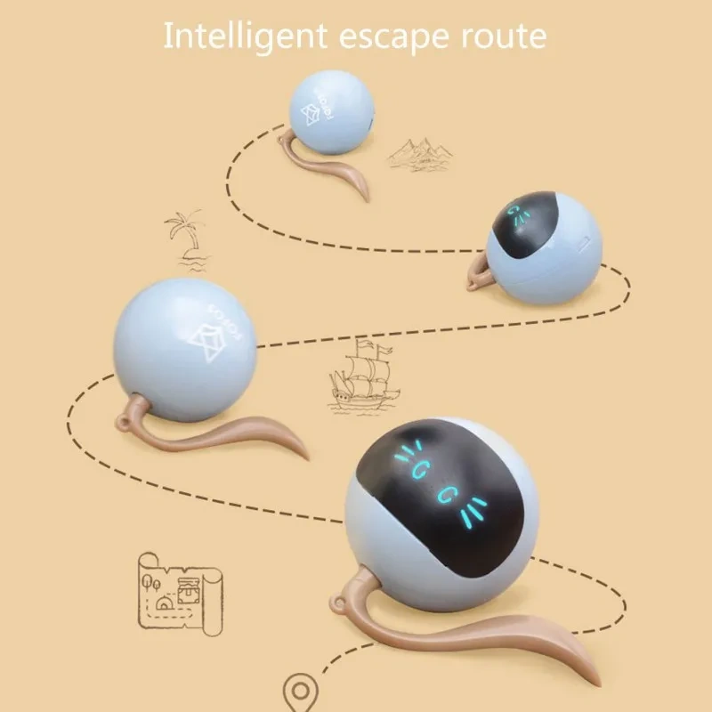 Interactive Smart Cat Toy Colorful LED Self Rotating Pet Ball Toys USB Rechargeable Kitten Automatic Ball Toys Cat Accessories