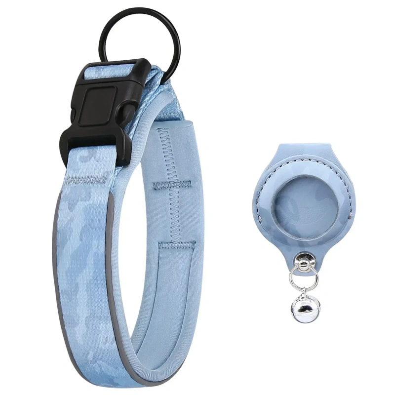 Reflective Dog Collar with Removable Airtag Protective Case WaterProof Pitbull French Bulldog Necklace Anti-Lost Dog Accessories