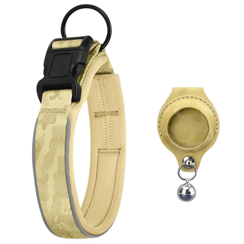 Reflective Dog Collar with Removable Airtag Protective Case WaterProof Pitbull French Bulldog Necklace Anti-Lost Dog Accessories