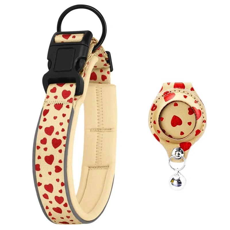 Reflective Dog Collar with Removable Airtag Protective Case WaterProof Pitbull French Bulldog Necklace Anti-Lost Dog Accessories