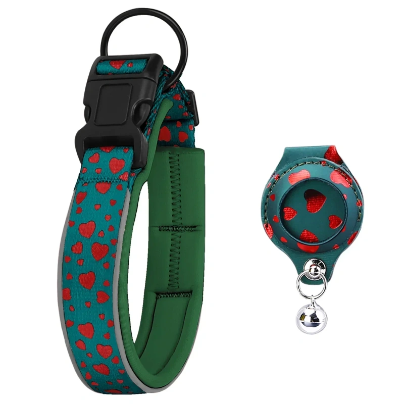Reflective Dog Collar with Removable Airtag Protective Case WaterProof Pitbull French Bulldog Necklace Anti-Lost Dog Accessories