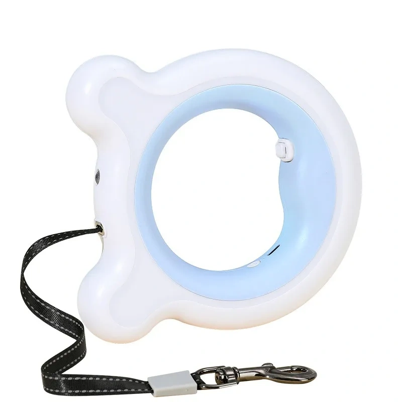 LED retractable dog leash, reflective flashlight, one-button brake, suitable for small and medium-sized dog walking leash