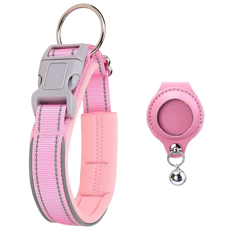 Reflective Dog Collar with Removable Airtag Protective Case WaterProof Pitbull French Bulldog Necklace Anti-Lost Dog Accessories
