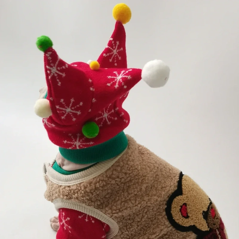Handmade Christmas Sphynx Cat hat Warm Snow Suit for Hairless Cat Winter Coat Fleece Jacket for Devon Rex Pet Supplier