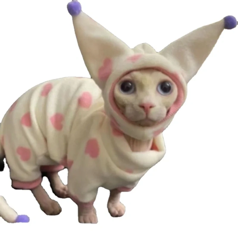2023 Autumn New Hairless Cat German Cat Clothes Warm Thickened Plush Four legged Clothing