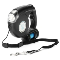 Pet Supplies Dog Collar Leash Automatic Retractable Leash 4.5M LED Flashlight Pet Dog Leash Lead with Garbage Bag