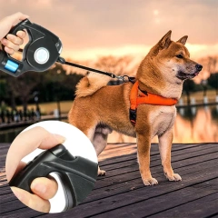 Pet Supplies Dog Collar Leash Automatic Retractable Leash 4.5M LED Flashlight Pet Dog Leash Lead with Garbage Bag