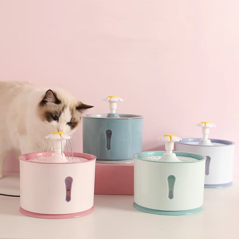 2.4L Pet Cat Dispenser Drinking Water Fountain Activated Carbon Filters LED Automatic Feeder Container USB Interface