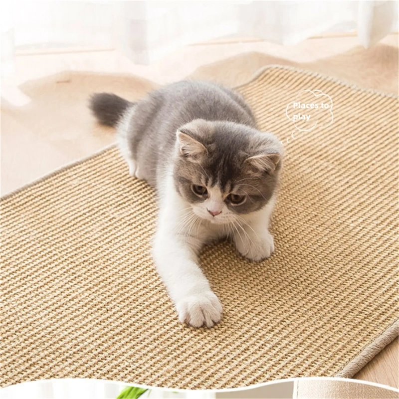 Pet Cat Scratching Board Natural Sisal Cat Scratcher Blanket Post Mat Pet Toy For Protecting Furniture Foot Sofa Cushion