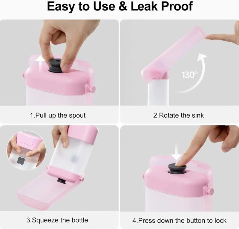 Mewoofun Portable Dog Water Bottle Foldable Dog Drinking BottleLeak Proof Water Bottle for Dogs and Cats with Strap 400ml