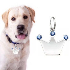 New Personalized Pet ID Tag Custom Free Engraving Dog Collar Keychain Crown Necklace Collar Puppy Accessory