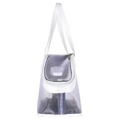 White Pet Carrier Bag for Small Dogs or Cats,Soft-Sided Portable Pet Travel Bag Carrier with Leatherette and Nylon Breathable