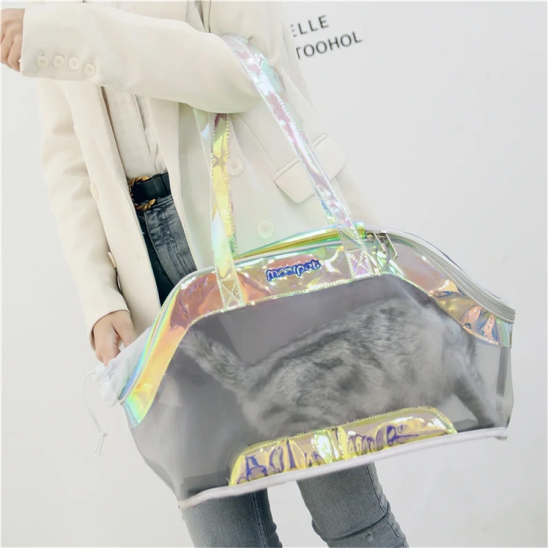 White Pet Carrier Bag for Small Dogs or Cats,Soft-Sided Portable Pet Travel Bag Carrier with Leatherette and Nylon Breathable