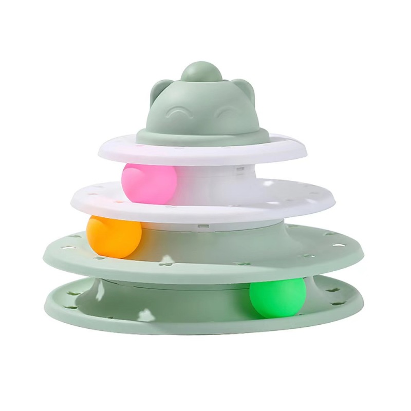 Pet Roller Turntable Cat Toys Balls with Colorful Balls Interactive Fun Mental Physical Exercise Puzzle Cat Toys