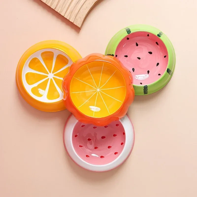 4 cute designs pet ceramics bowl watermelon strawberry shape cat food bowl small dog colorful water suppliers