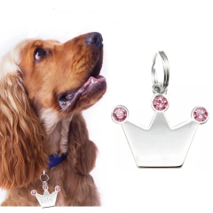 New Personalized Pet ID Tag Custom Free Engraving Dog Collar Keychain Crown Necklace Collar Puppy Accessory