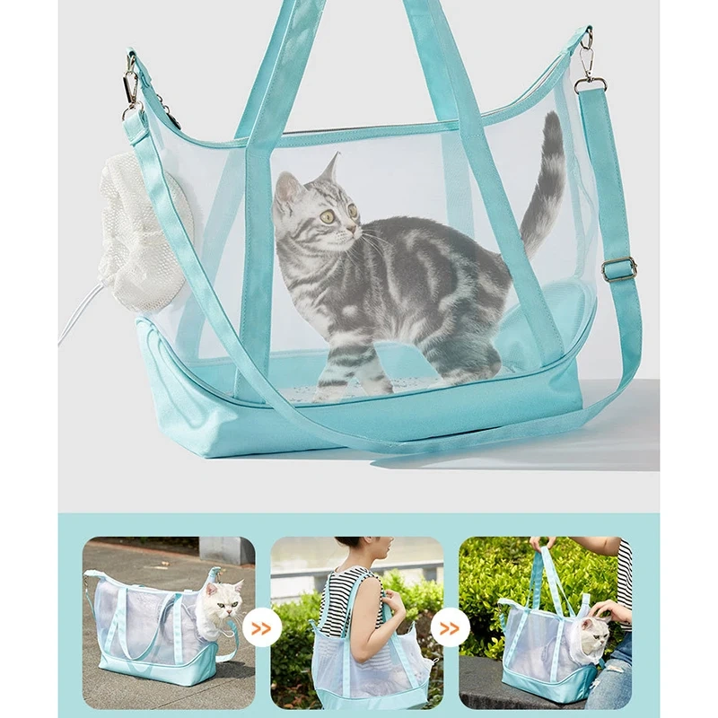 Cat Carrier Breathable Mesh Pet Travel Carrier for Cats, Dogs Puppy Comfort Portable Folding Pet Carrier Bag