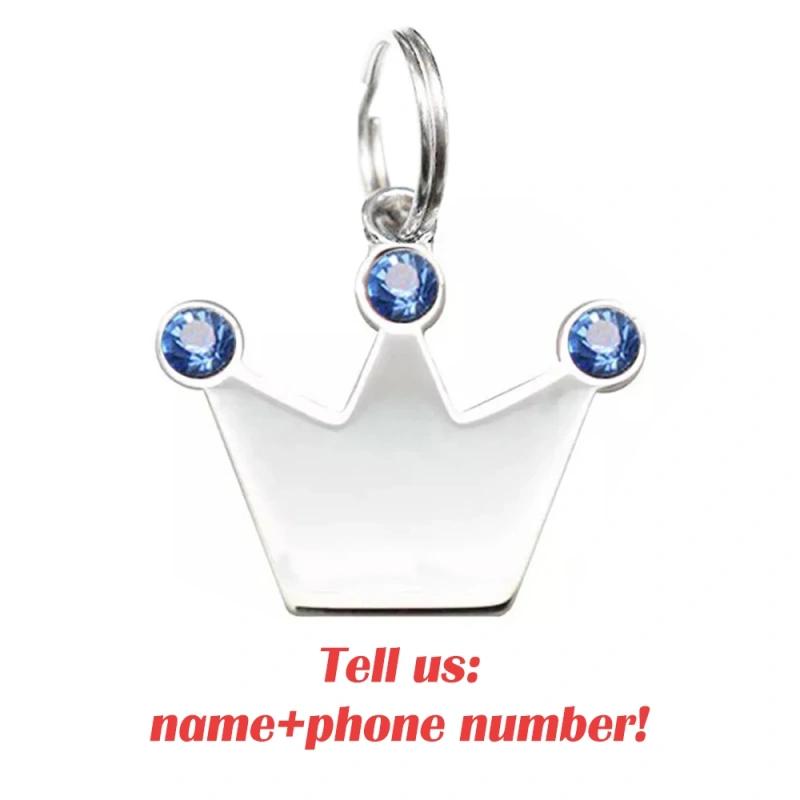 New Personalized Pet ID Tag Custom Free Engraving Dog Collar Keychain Crown Necklace Collar Puppy Accessory